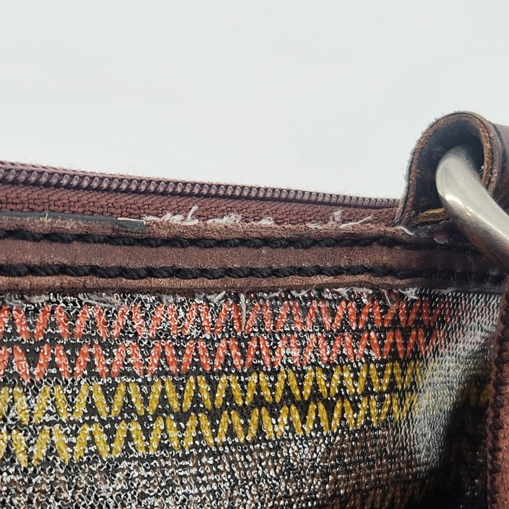 Fossil Key-Per Crossbody Bag Multi Color Coated Canvas Knit Print Small Purse - Picture 12 of 14